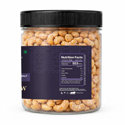 LILA DRY FRUITS Roasted Cashew Nuts Himalayan Pink Salt Flavour | Premium Crunchy Salted Kaju Snack Protein Rich Roasted Dry Fruits Healthy Namkeen Snack for Daily Munching Perfect for Gifting