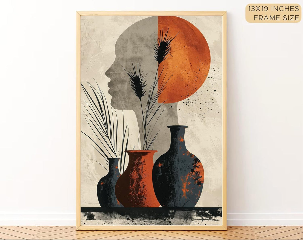 Boho wall Art Paintings Modern Art Framed Wall Painting for Living Room Bedroom - Wall Posters | Paintings with Frame Set of 3 (14x18 Inches) (Art 3)