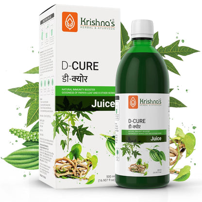 KRISHNA'S HERBAL & AYURVEDA D Cure Juice -500 Ml|Support For Blood Platelets Count|Papaya Leaf,Giloy,Tulsi,Pipar,Pipla Mool,Chavya,Chitrak,Sounth,Haldi|Detoxifies&Rejuvenates Body