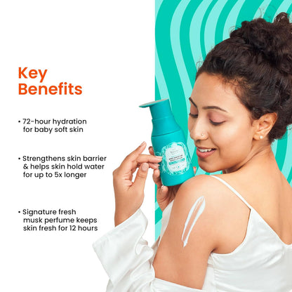Foxtale Hydrating Body Lotion with Hyaluronic Acid & Ceramides | 72-hour Hydration | Lightweight & Non-Sticky | Long Lasting Musk Fragrance | Body Lotion for Men & Women | All Skin Type | 200 ml