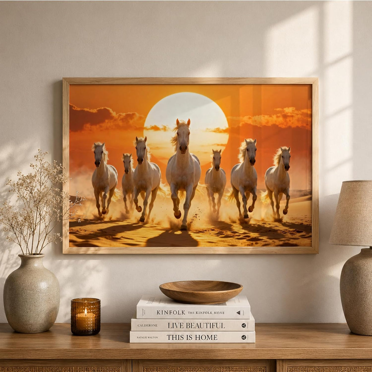 7 Horse Vastu Wall Painting (Landscape Collection) (Natural, Design 03, 13x19 Inch)