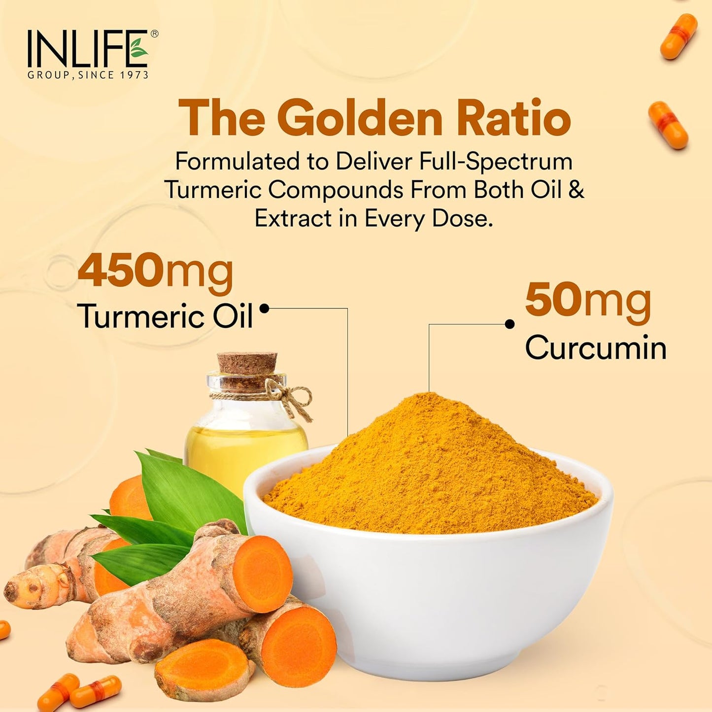 INLIFE Curcumin Capsules with Turmeric Oil | 71% Turmerones & 95% Curcuminoids | Supercritical CO₂ Extracted Oil Supplement | Immune Support & Joint Health – 60 Liquid Filled Vegetarian Capsules