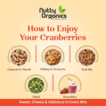 Nutty Organics Dried Cranberry, No Refined Sugar, 100% Natural, Rich in Antioxidants, High in Vitamin C, 200g