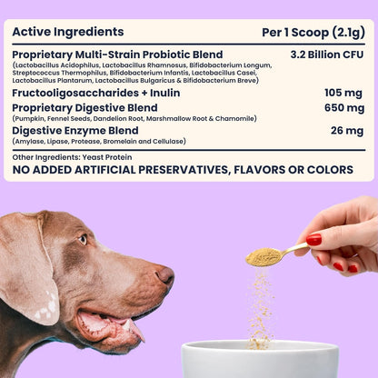 My Fur Child Advanced Digestive Support for Dogs | 3.2 Billion CFU 9-Strain Probiotics, Digestive Enzymes, Pumpkin & Prebiotics | Supports Gut Health, Digestion & Stool Quality | Lasts Up to 60 Days