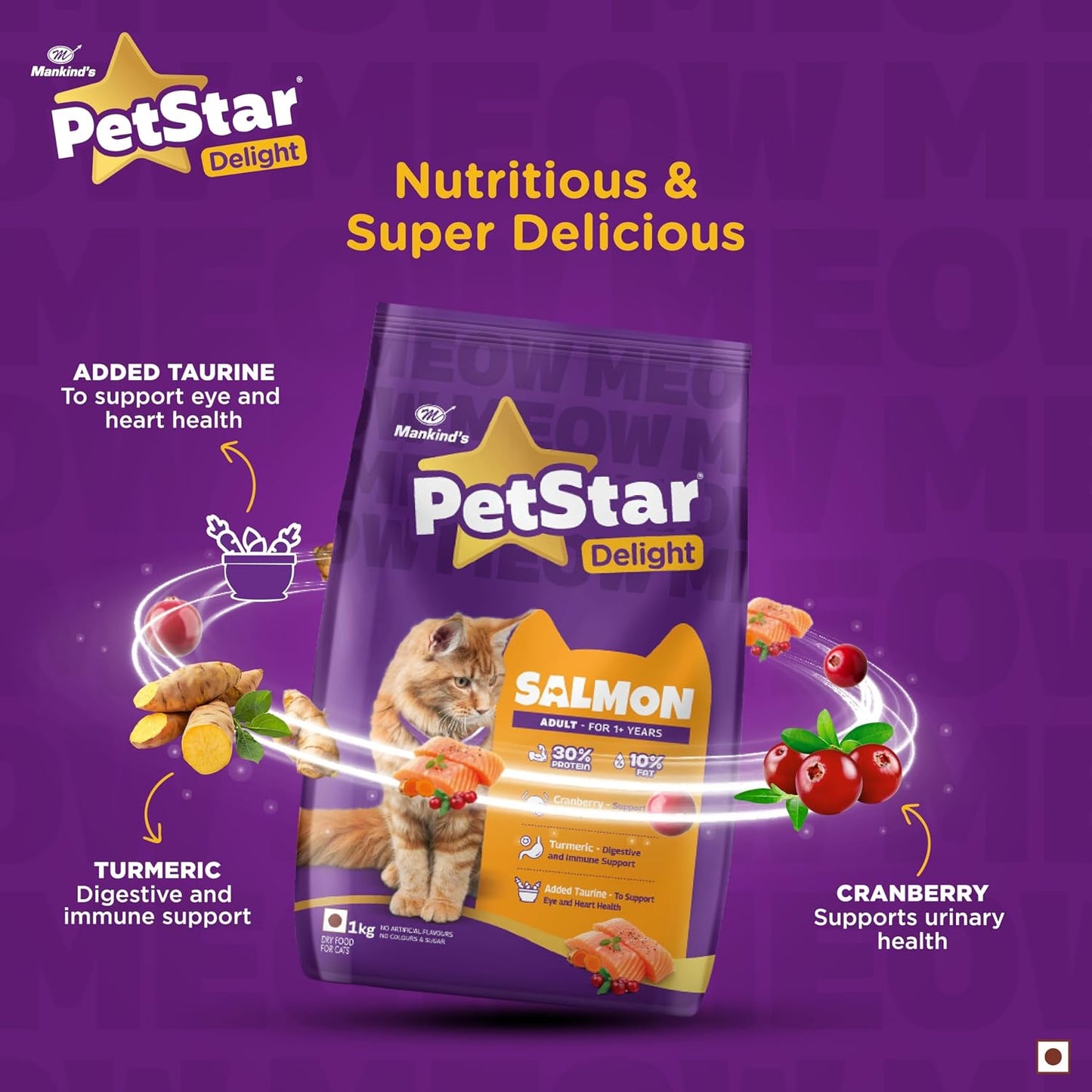 Mankind PetStar Kitten Cat Food Salmon Flavour (1 Kg) | Complete & Balanced Nutrition for Healthy Growth, Urinary, Immune & Digestive Support