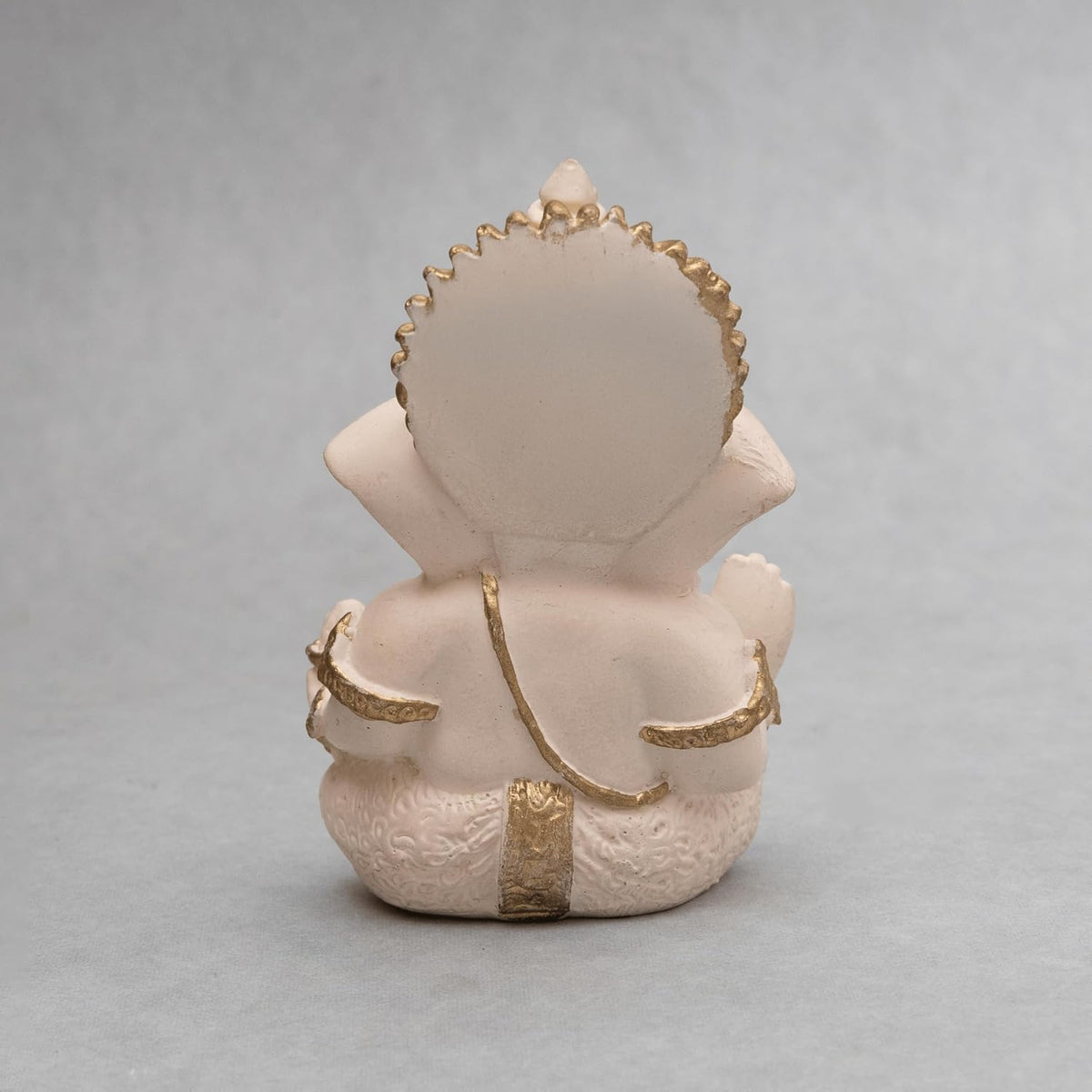 Lord Ganesha Idol for Car Dashboard, Home Decor & Pooja | Resin Gold Plated Ganpati Murti | 3.5 Inch Ganesh Statue for Gift, Diwali, Housewarming, Baby Shower, Mandir Decor, Peach Ivory,P-1