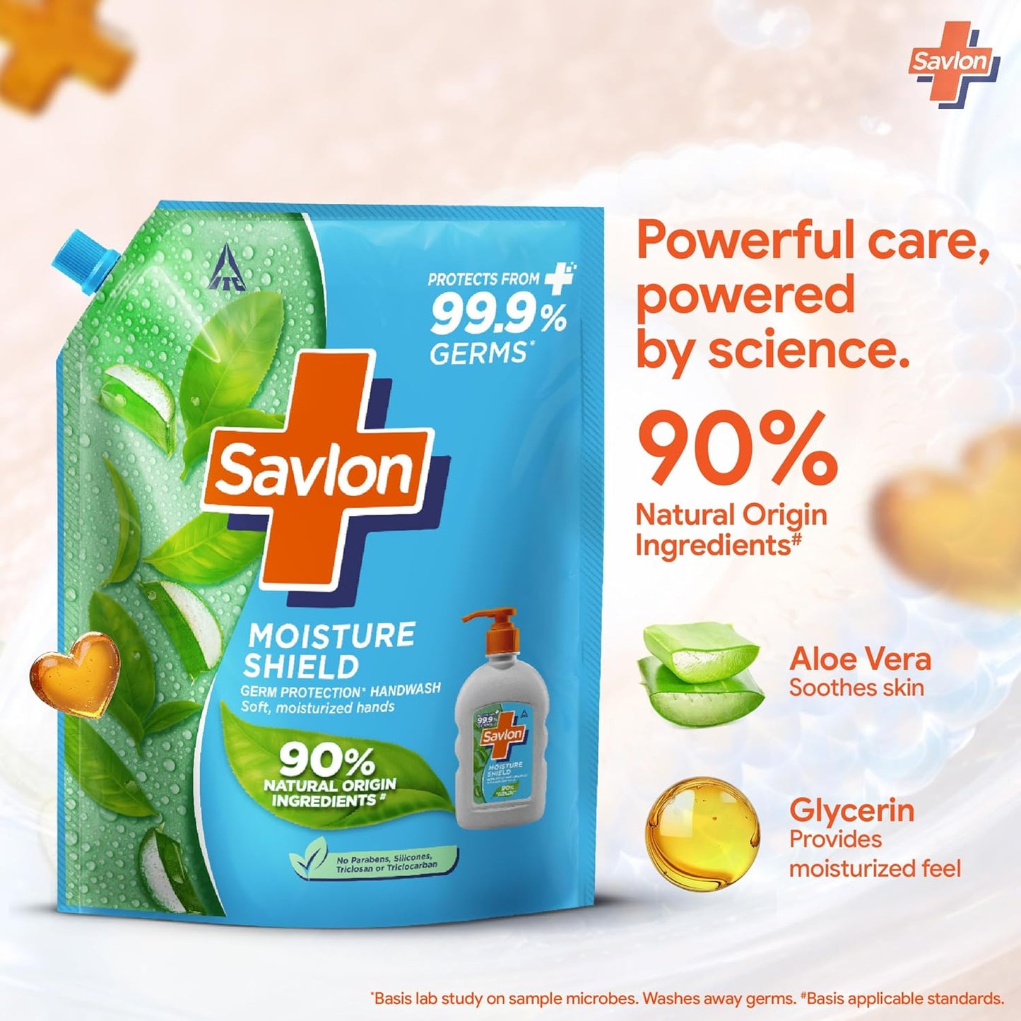 ITC Savlon Moisture Shield Germ Protection Liquid Handwash Refill Pack 1.3L | 99.9% Germ Protection | 90% Natural Origin Ingredients | Family Size Refill Hand wash | Value Pack