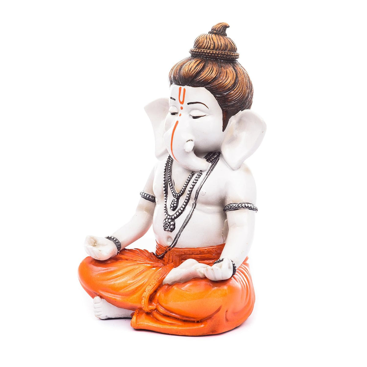 Polyresin Rajasthani Man and Women Statue (15.01 cm x 13 cm x 23.01 cm, Cream and Orange)