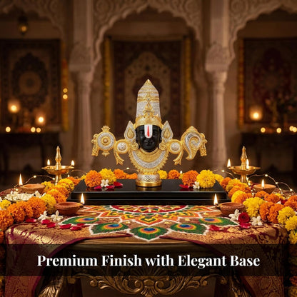 Dev Aastha 999 Silver Plated Balaji Idol | 4-Inch Lord Venkateswara Swamy Statue for Sacred Vastu Home Decor | Mandir Showpiece for Pooja Room & Ideal Devotional Gift