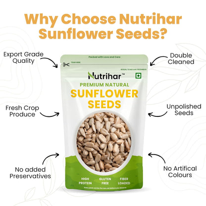 Nutrihar Raw Sunflower Seeds 100g | Double-Cleaned | Protein & Vitamin-E Rich, Sunflower Seeds for Eating | Surajmukhi ke Beej