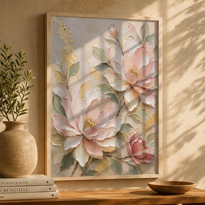 Floral Wall Art Home Decoration | Aesthetic Floral Paintings With Frame For Living Room Bed Room Hotel Wall Decor Digital Reprint Set of 1 (14X20)