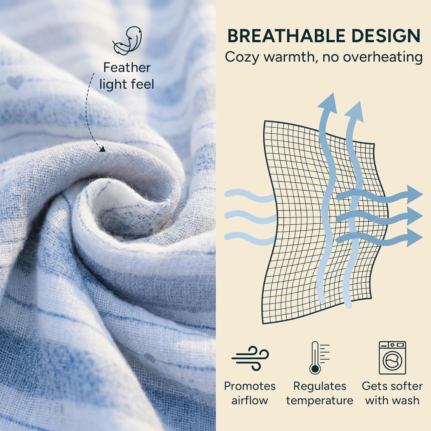 NINTARABABY Extra-Large Swaddle - 100% Organic Premium Muslin Cotton, 47" x 47" (119 cm x 119 cm), Ultra-Soft, Breathable & Lightweight, Multipurpose, Hypoallergenic, Gift for Newborn Girls
