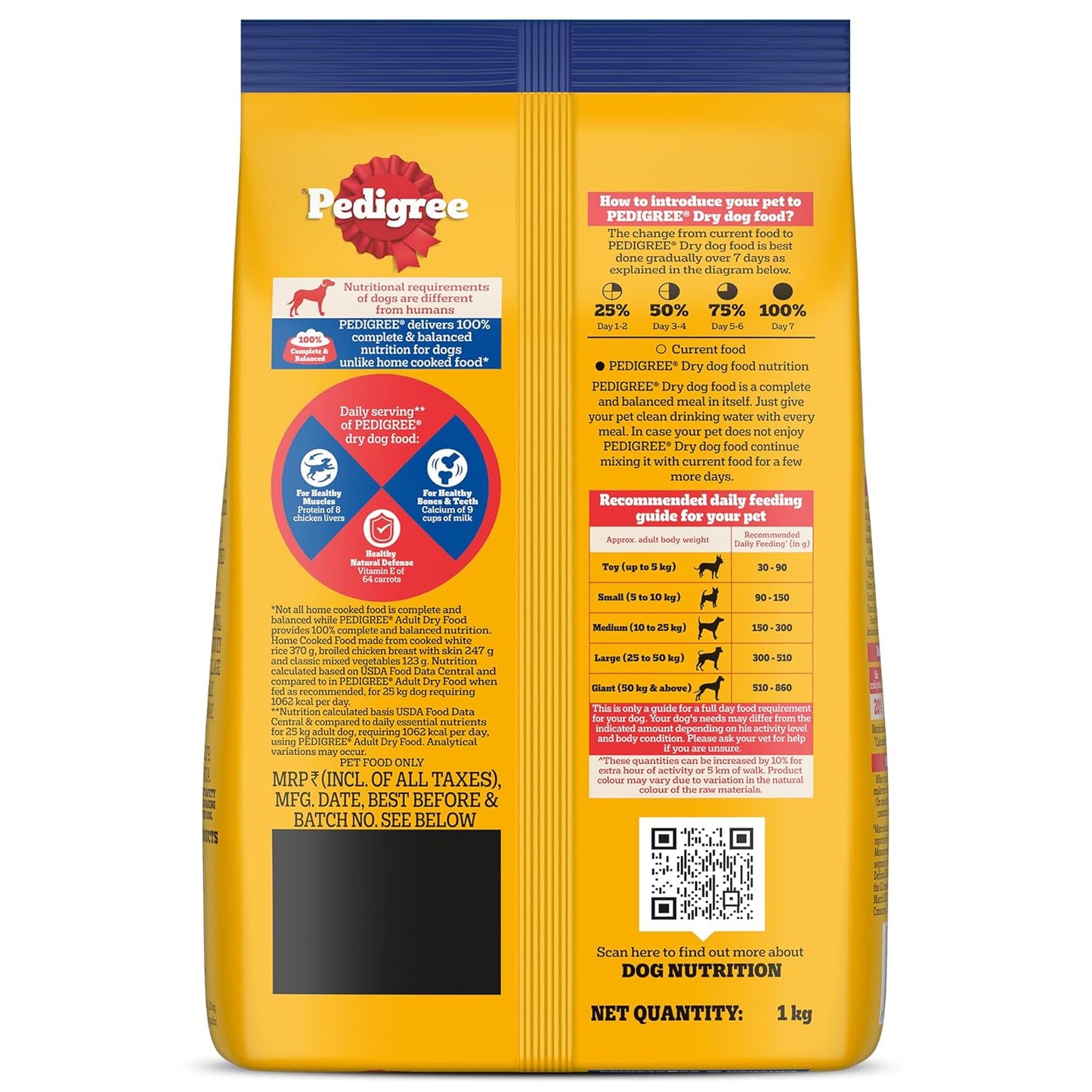 Pedigree Adult Dry Dog Food, Chicken & Vegetables, 1.2 kg, Contains 37 Essential Nutrients, 100% Complete & Balanced Food for Adult Dogs