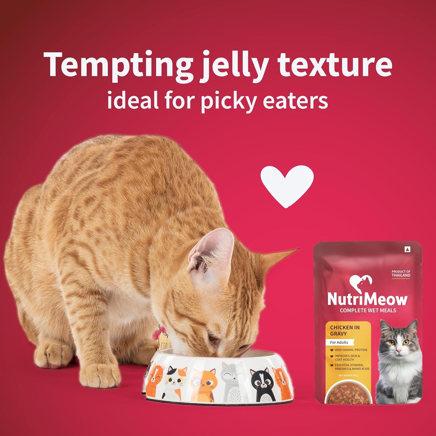 NutriMeow Chicken in Gravy Wet Cat Food for Adult Cats - 80 gm | Rich in Protein | Healthy, Nutritious & Delicious Cat Pouch | Complete Meal for Cats | Supports Active & Healthy Lifestyle