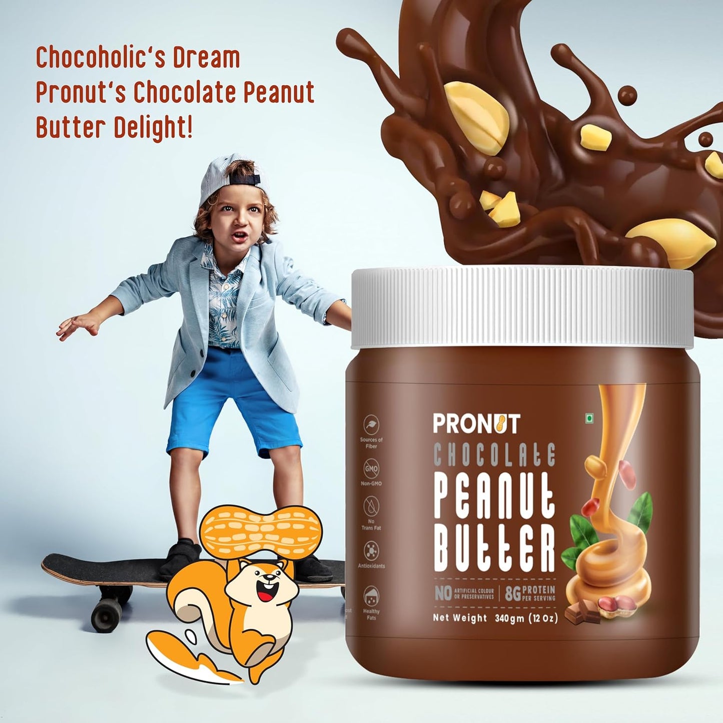 PRONUT Chocolate Peanut Butter|Pure Dark Chocolate|High Protein|Vegan|Gluten-Free