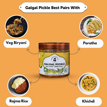 Momade Miracles Galgal Green Chilli Mixed Pickle| Oil-Free Galgal Ka Achaar with Spicy Green Chilies | Tangy, Salty, and Sour Himalayan Lemon Pickle | Made with Fresh Hill Lemons | Traditional Indian Flavor (400gm)