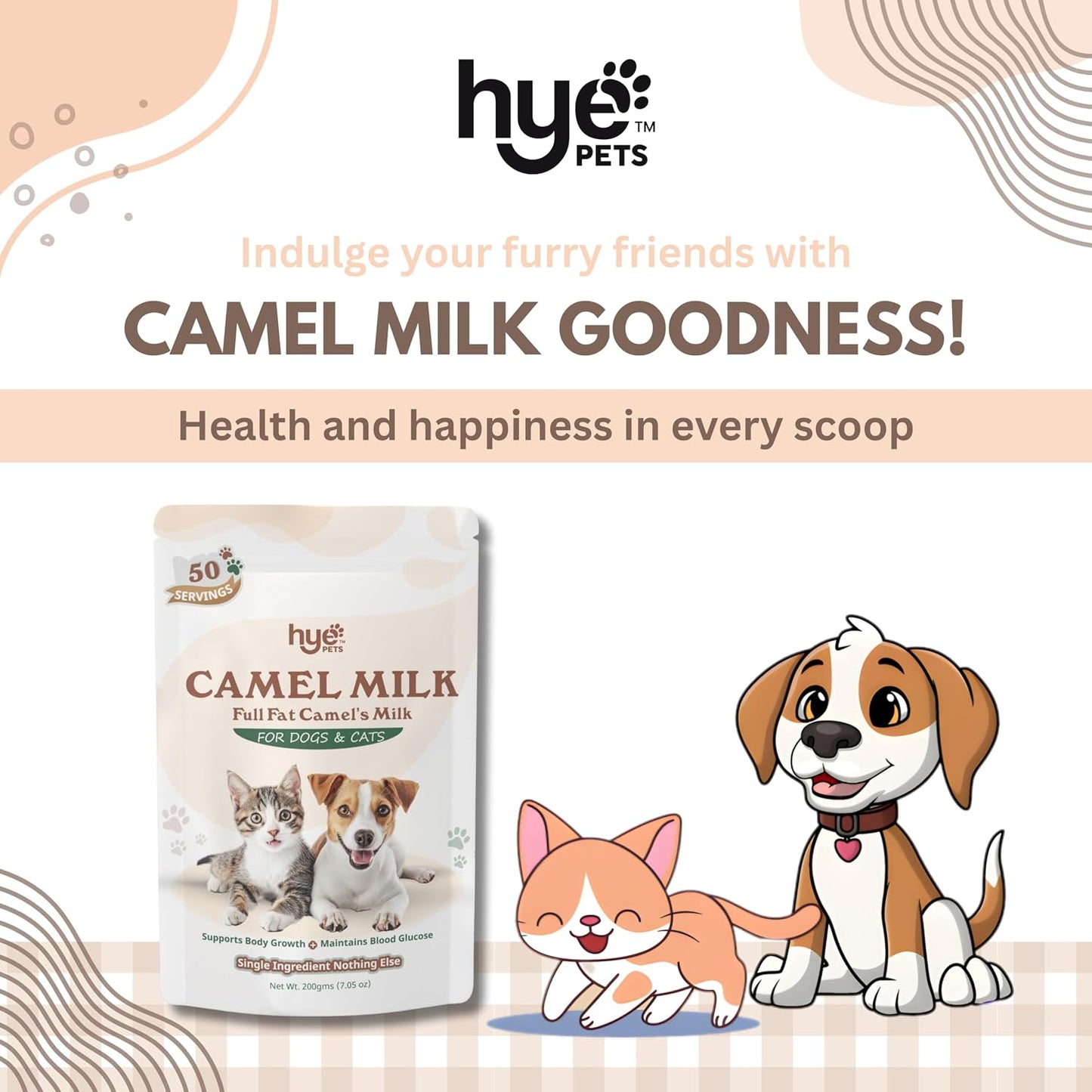 HYE Pets Full Fat Camel Milk Powder for Dogs & Cats | 200g
