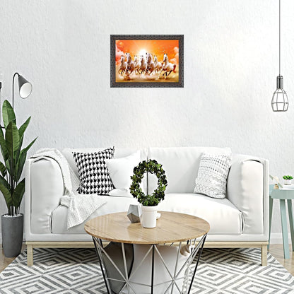 Runing Seven Horses Painting With Frame 13 Inches X 10 Inches (Style 14)