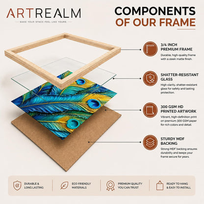 Peacock Feathers Framed Wall Art, Natural, 10x13 Inches