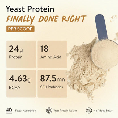 Happy Cultures 24g Tastiest Yeast Protein (Fermented) | Classic Filter Coffee | Higher Absorption than Whey Protein | Superior Muscle Recovery | Gut Friendly & Super Tasty | PDCAAS of 1 | No Added Sugar- 505g