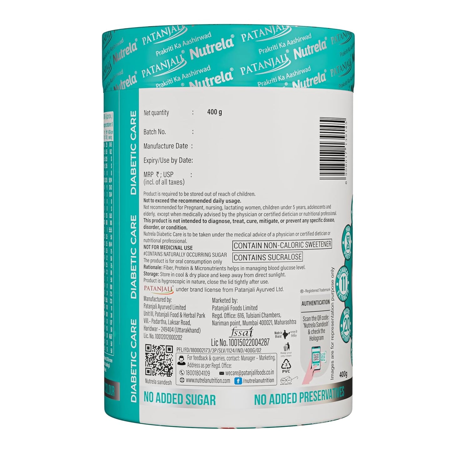 Nutrela Diabetic Protein Powder For Adult - 400 gm