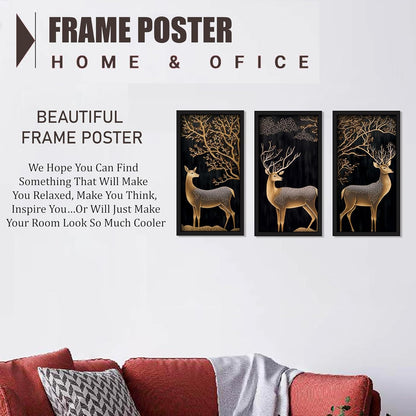 Framed Art Painting For Home, Living Room, Hall | Traditional Paintings With Frame For Home Decor (Deer D2)