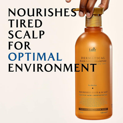 LADOR Dermatical Hair-Loss Shampoo (For Thin Hair) (530ml) Anti Hair Loss & Hair Growth Shampoo, Deep Cleanse, Nourish, Soothe Damaged Scalp for Thinning & Damaged Hair
