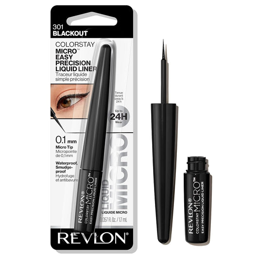 REVLON ColorStay Micro Easy Precision Liquid Eyeliner, Waterproof, Smudgeproof, Longwearing with Felt Tip Applicator, 301 Blackout, 1.7 ml