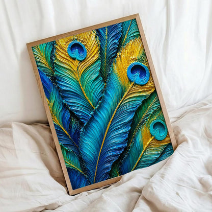 Peacock Feathers Framed Wall Art, Natural, 10x13 Inches