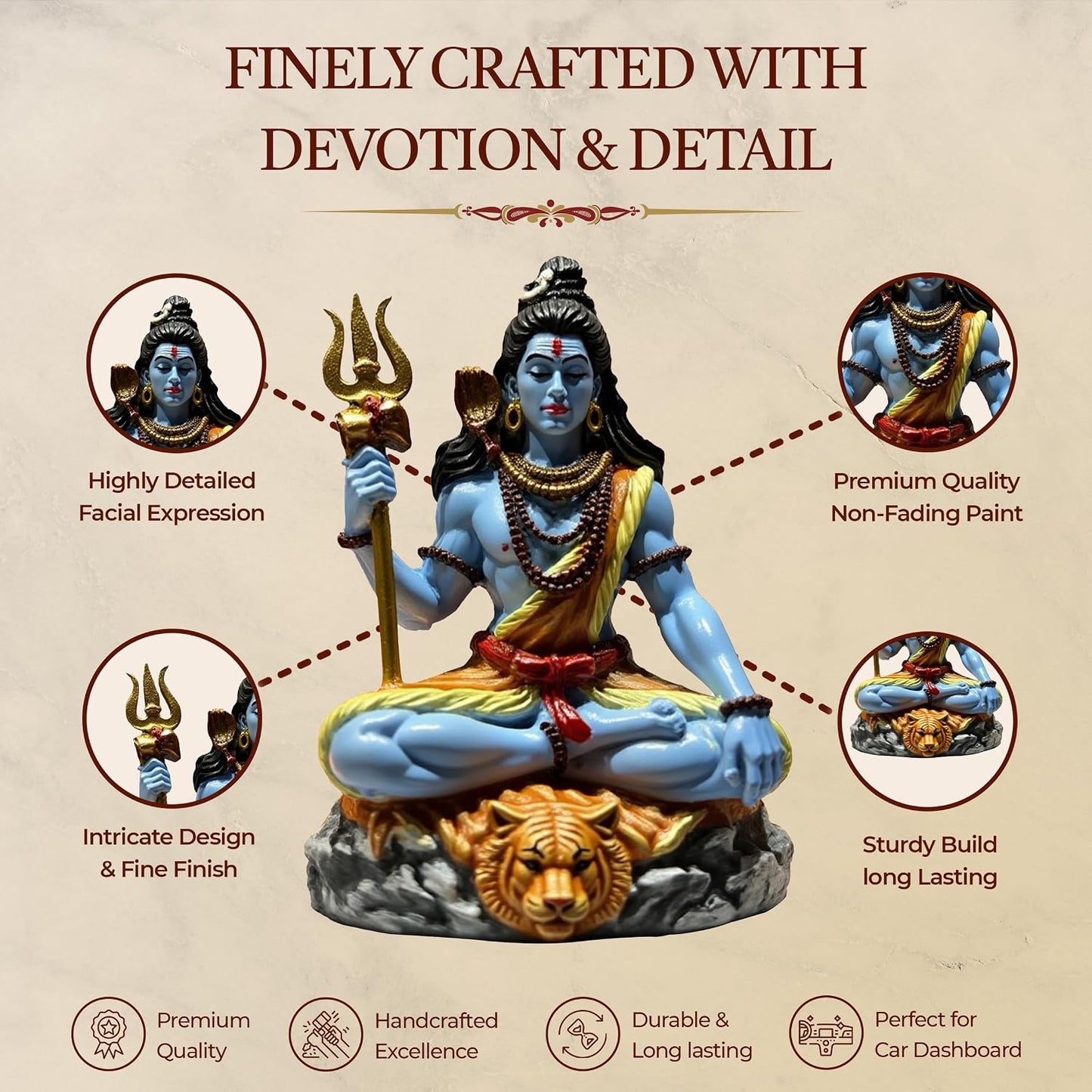 UNOVATE Shiva Idol for Car Dashboard | Adiyogi Statue | Mahadev Idol, Blue