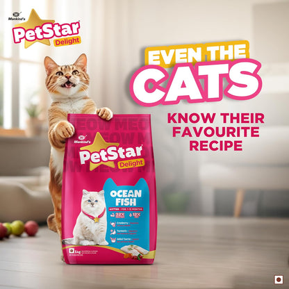 Mankind PetStar Kitten Cat Food – Ocean Fish Flavour (1 Kg) | Complete & Balanced Nutrition for Healthy Growth, Hairball & Digestive Care