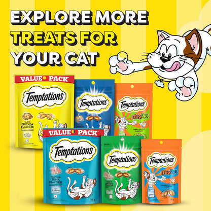 Temptations MixUps Cat Treats, Chicken & Salmon Flavours, 75g – Two Irresistible Flavours in One Pack, Crunchy Outside Soft Inside, Goodness of Protein, Vitamins & Minerals, Resealable Pouch