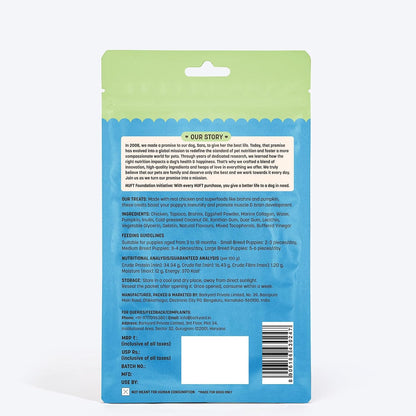 Yum Nums by HUFT Soft & Chewy Sticks - 70 gm| Chicken, Brahmi & Marine Collagen Puppy Treats | Healthy Dog Treats | Training Treats | High Protein, Joint Support