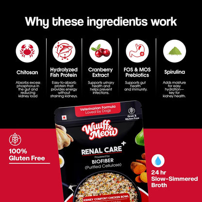 Wuuff&Meow Dog Renal Care Gently Cooked Functional Dog Food | Kidney Supported & Vet-Formulated Therapeutic Renal Diet for Dogs Powered by Arbocel® Plant-Based Functional BioFiber (100 g (Pack of 1))