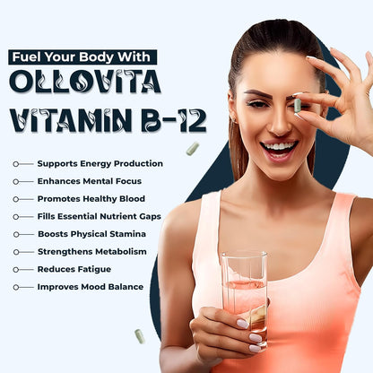 Vitamin B12 Supplement – 1000mcg Plant-Based Veg Capsules for Energy, Metabolism & Nerve Support | Boosts Vitality & Wellness | Supports Red Blood Cells | 60 Capsules