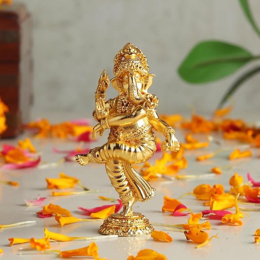 Brass Ganesh Ji Idol for Pooja Room | Small Brass Ganpati Murti for Home Temple | Decorative Lord Ganesha God Statue (Design13: L4 x W2 x H7 cm)