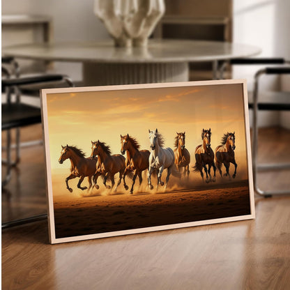 7 Horse Vastu Wall Painting (Landscape Collection) (Natural, Design 04, 13x19 Inch)