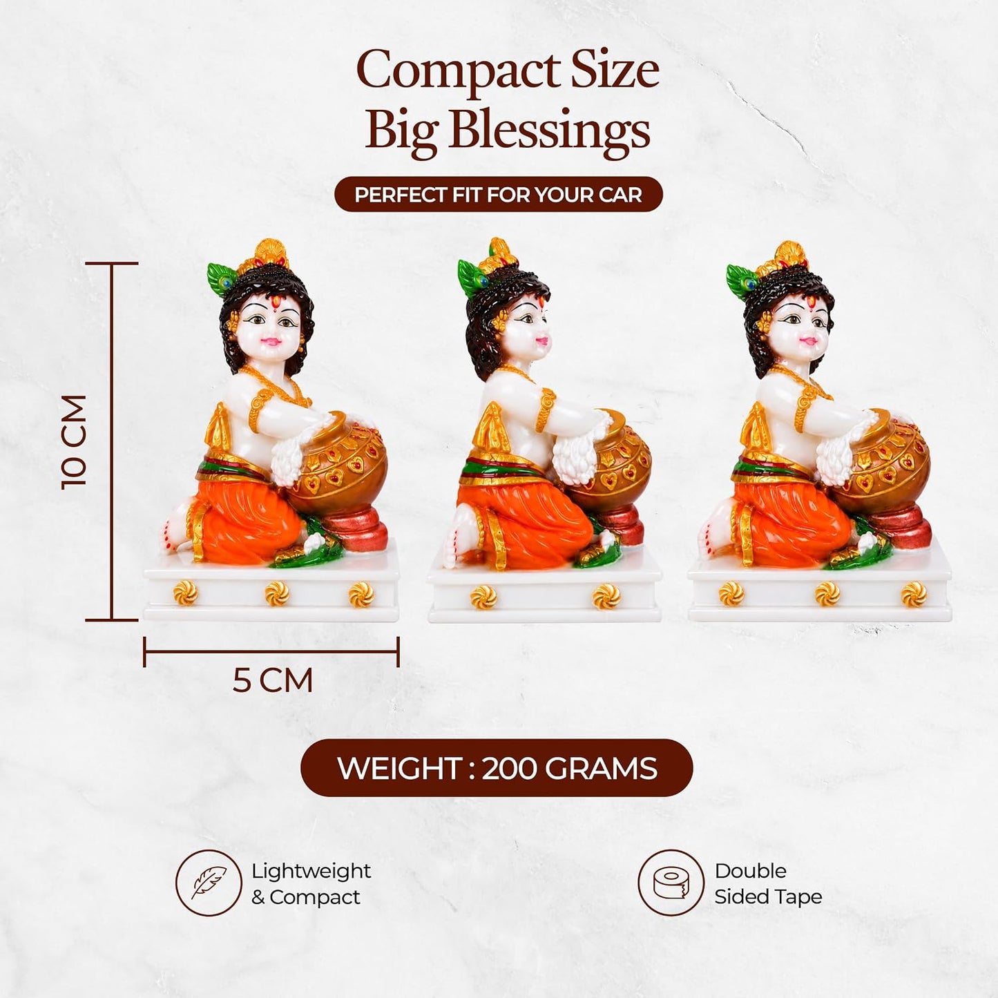 UNOVATE Krishna Makhan Chor Statue | Home Temple | Janmastmi | White Marble