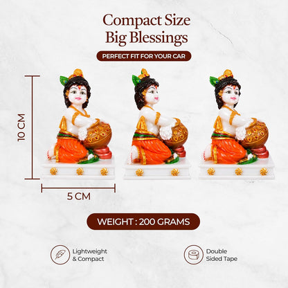 UNOVATE Krishna Makhan Chor Statue | Home Temple | Janmastmi | White Marble