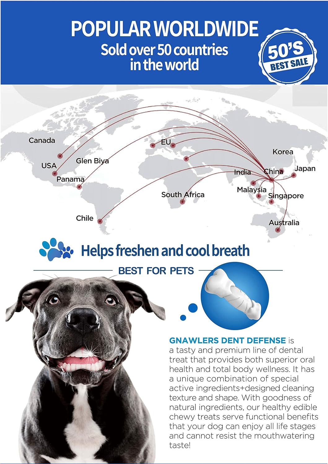 Gnawlers Dent Defense Anti Bacterial, Dental Chew Bone for Dogs Medium, 525 g