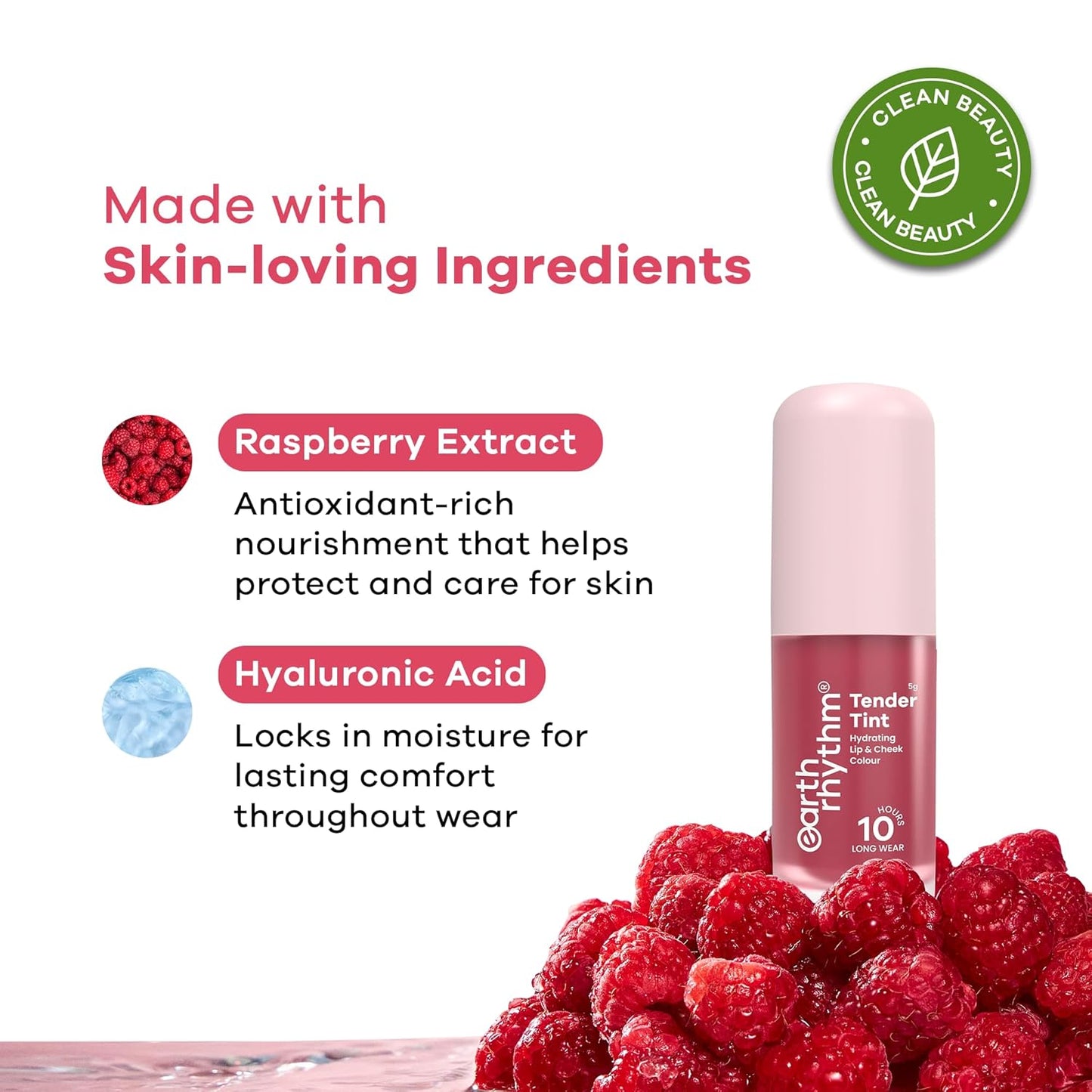 Earth Rhythm Tender Tint for Lip & Cheek with Pure Plant Pigments 10 H Stay - Rosé