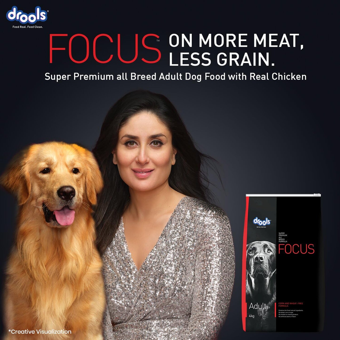 Drools Focus Premium Adult Dry Dog Food 1.2kg Pack | Chicken Flavour | Growth & Intelligence | Digestive Health | Healthy Skin & Coat | Improves Immunity