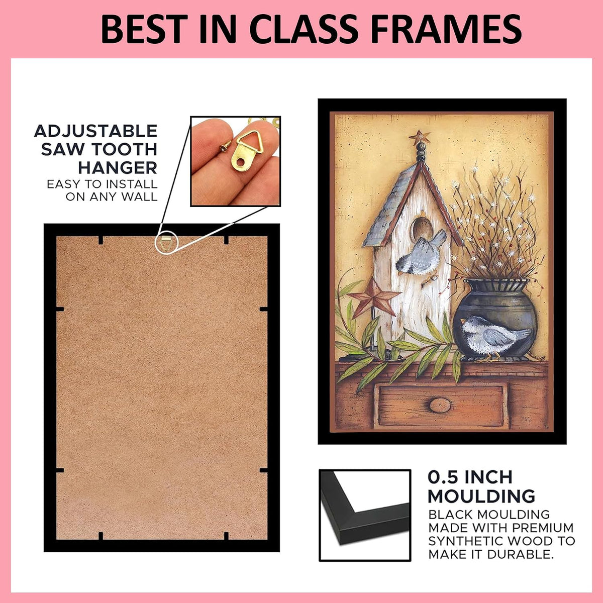 Wall Painting Frames For decor, Pictures Frame For Living Room, Home Decoration, Bedroom, Set of 3, 1pc- 23 x 30 cm, 2pc- 12.5 x 30 cm (Design 15)