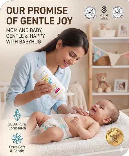 BABYHUG Advanced Talc-Free Powder With Cornstarch, Zinc Oxide & Essential Oils 400g (Pack Of 1)