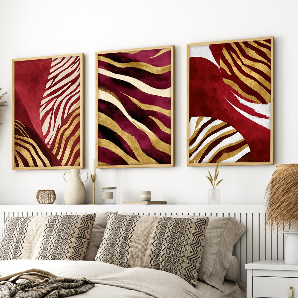 Boho wall Art Paintings Modern Art Framed Wall Painting for Living Room Bedroom - Wall Posters | Paintings with Frame Set of 3 (Boho 3, 10x13 inch)