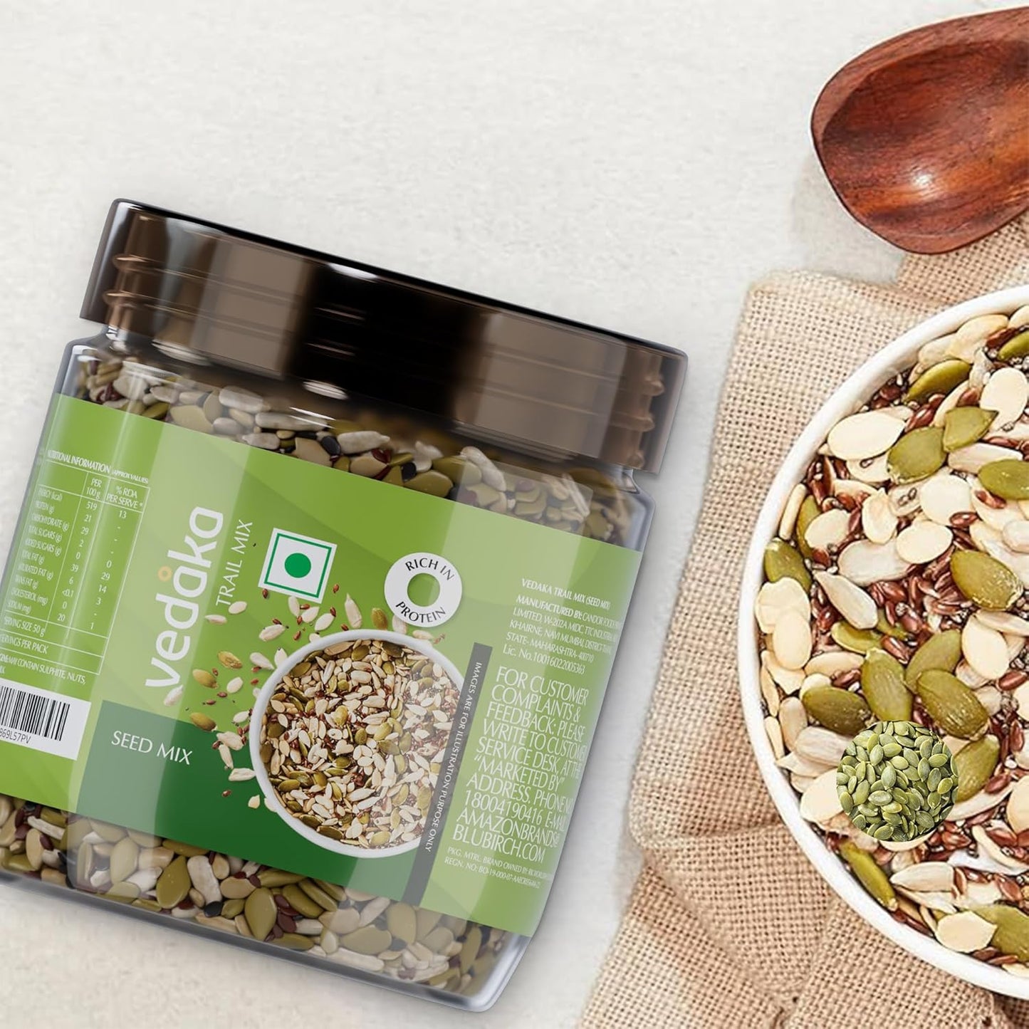 Vedaka Seed Mix | 200 g | Sunflower, Watermelon, Pumpkin, Chia and Flax Seeds | Healthy Snacking