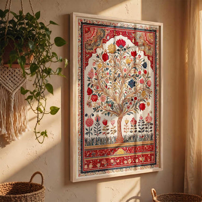 Living Room Bed Room Hotel Wall Decor | Decorative Indian Traditional Madhubani Wall Art Home Decor Painting poster With Frame | Digital Reprint (14X20 inch)