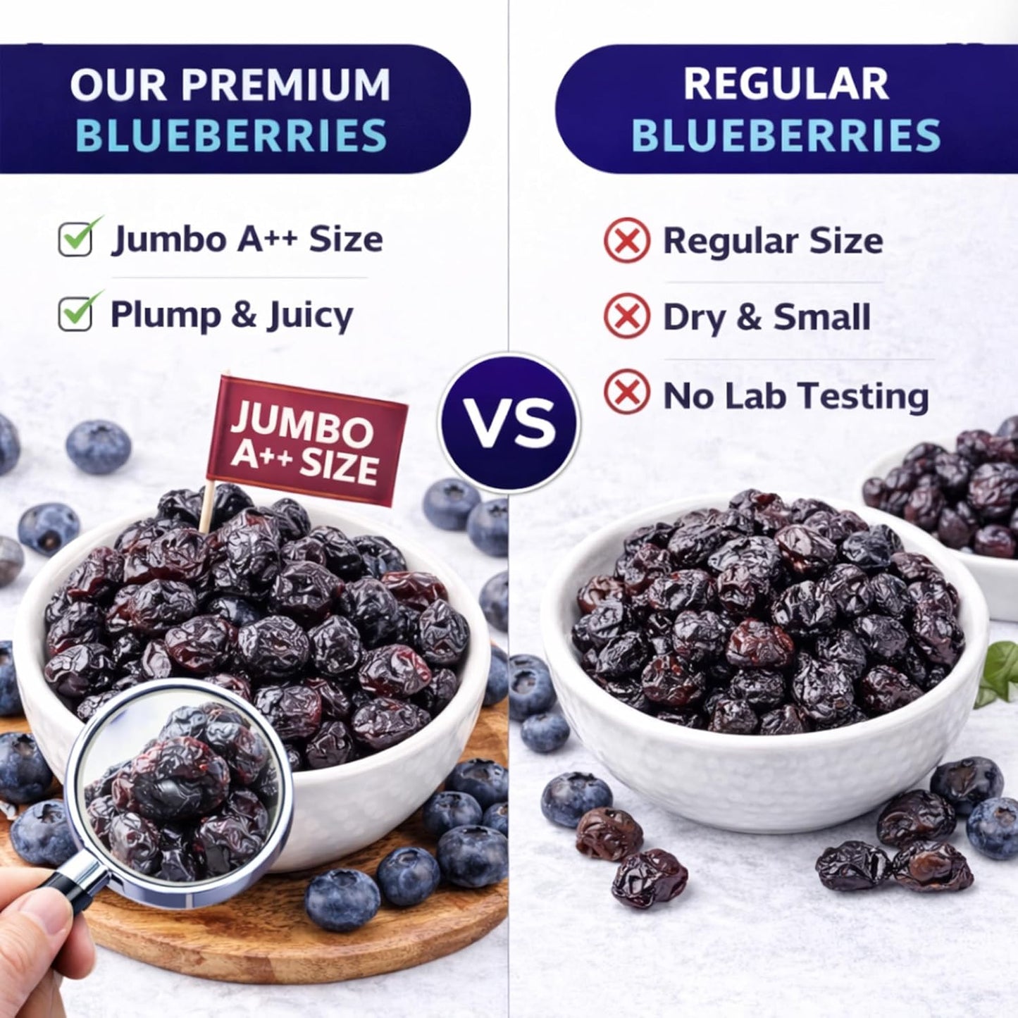 DRY GOODS CO. Dried Blueberries 200g No Added Sugar Premium Berry Snack