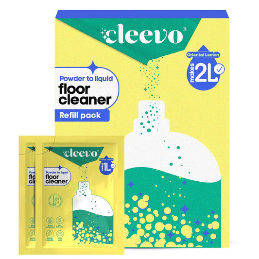 Cleevo Floor Cleaner Liquid (2L Refill Pack) | 1 Pouch = 1L Floor Cleaners for Mops | Chlorine-Free Surface Cleaner, All-Purpose Floor Cleaning Liquid (Zesty Lemon)