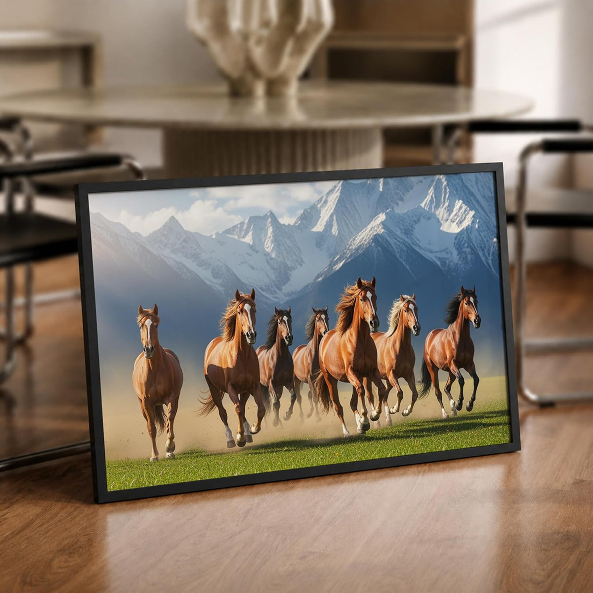 7 Horse Vastu Wall Painting (Landscape Collection) (Natural, Design 21, 48L x 33W cm)